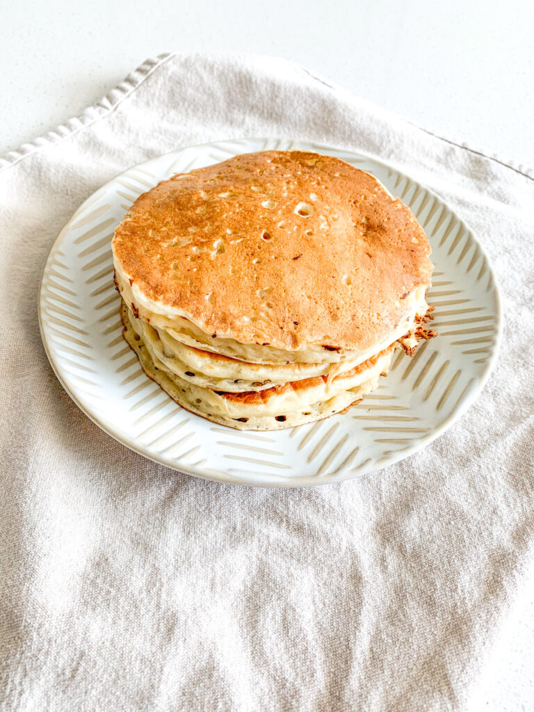 stack of sourdough buttermilk pancakes