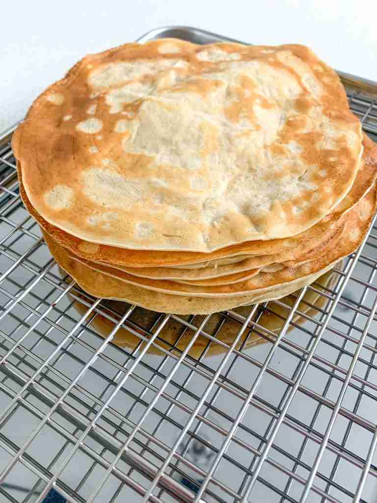 stack of freshly made sourdough crepes