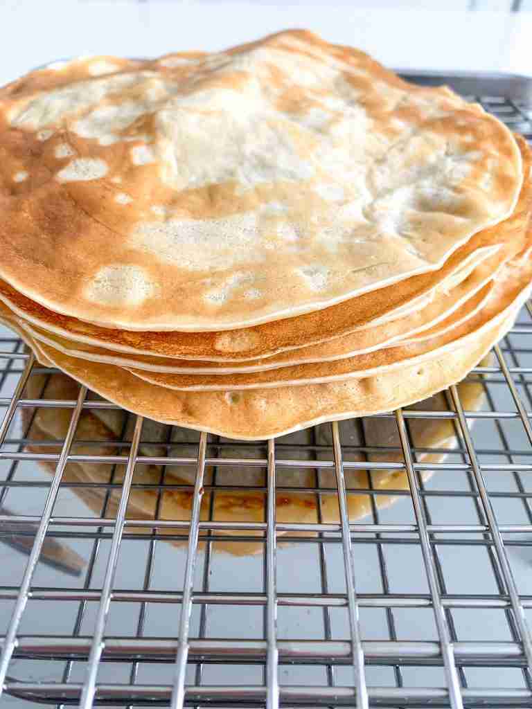 stack of freshly made sourdough crepes