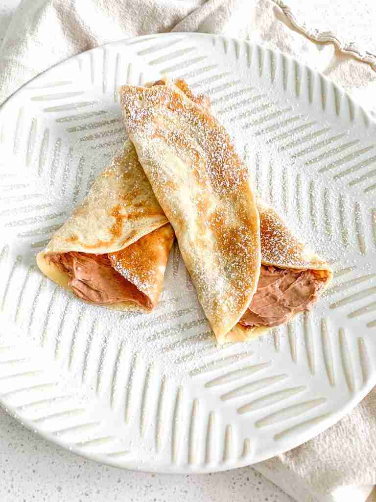 freshly made and filled sourdough crepes