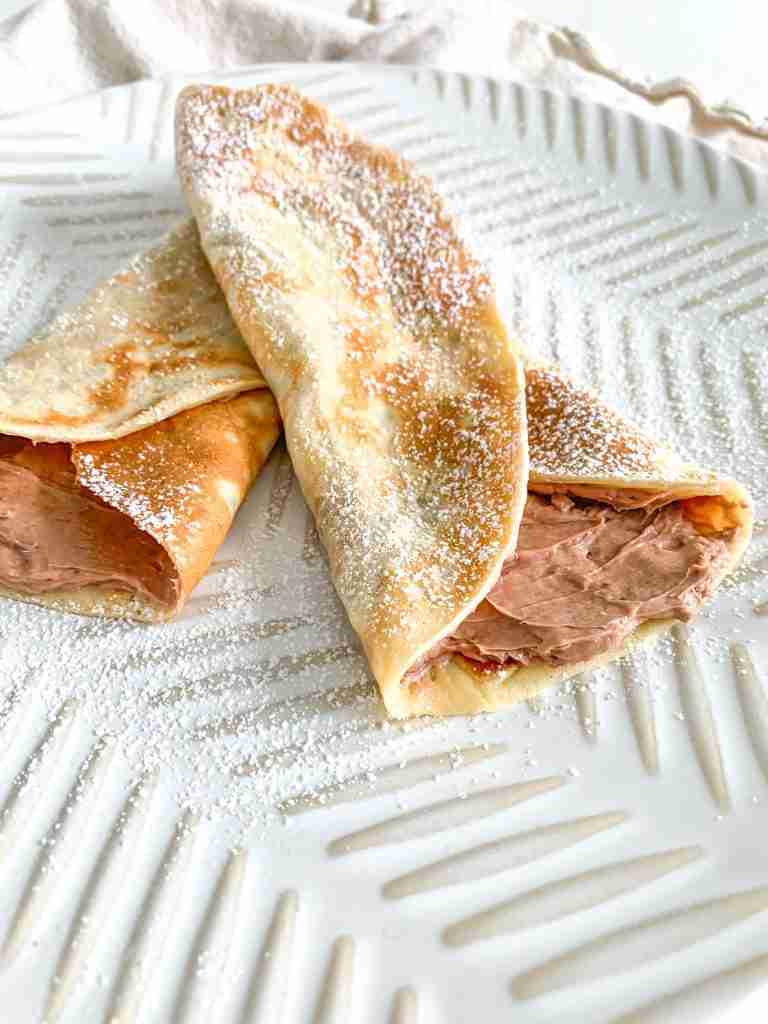 freshly made and filled sourdough crepes
