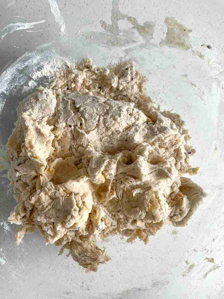 sourdough everything bagel dough in a bowl