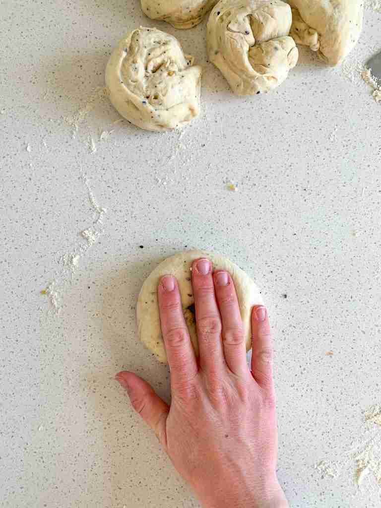 shaping sourdough everything bagels