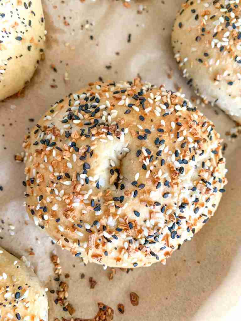 freshly baked sourdough everything bagels