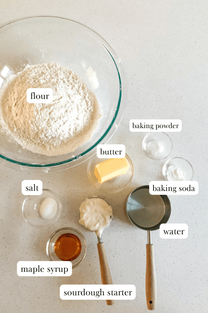 labeled ingredients for maple cinnamon rolls