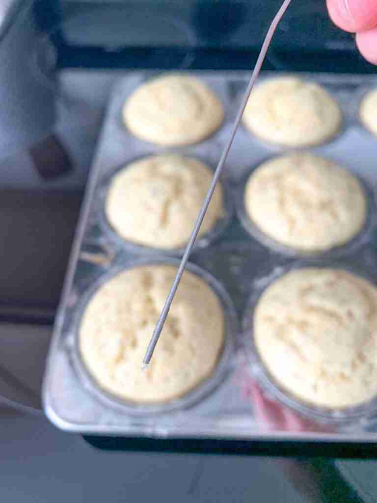 muffin tester came out clean after testing lemon poppyseed muffins