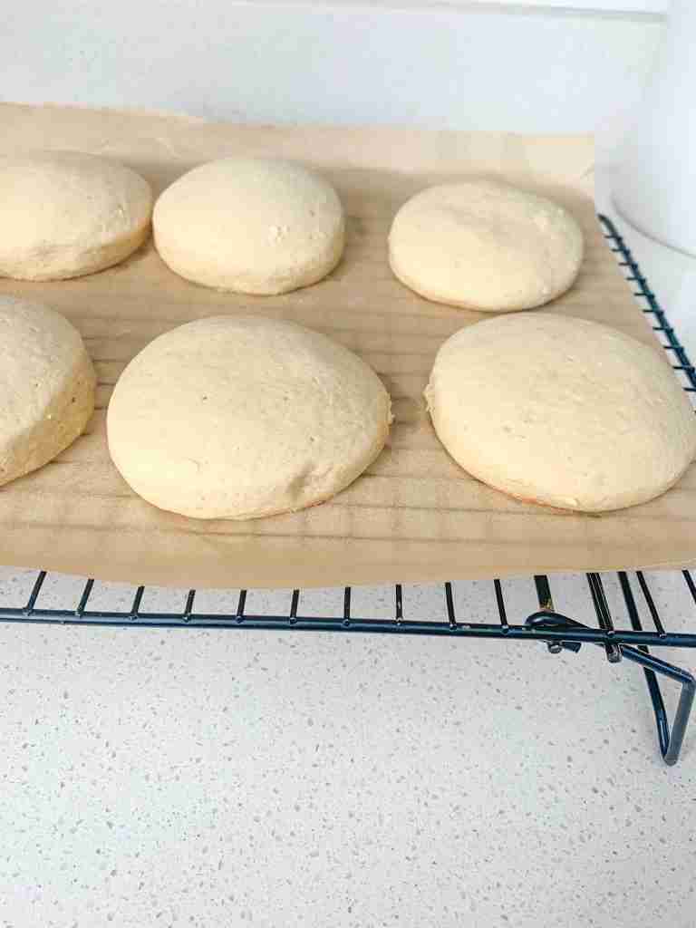 freshly baked and cooling sourdough lofthouse cookies