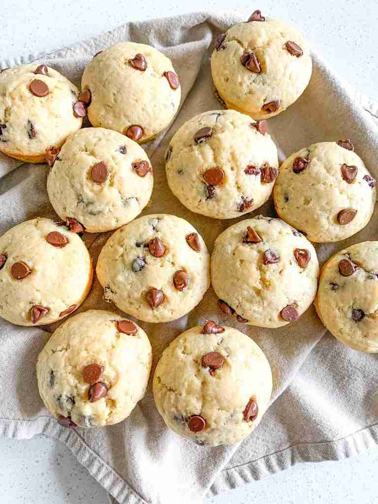 freshly baked sourdough chocolate chip muffins