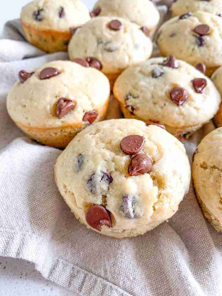 freshly baked sourdough chocolate chip muffins