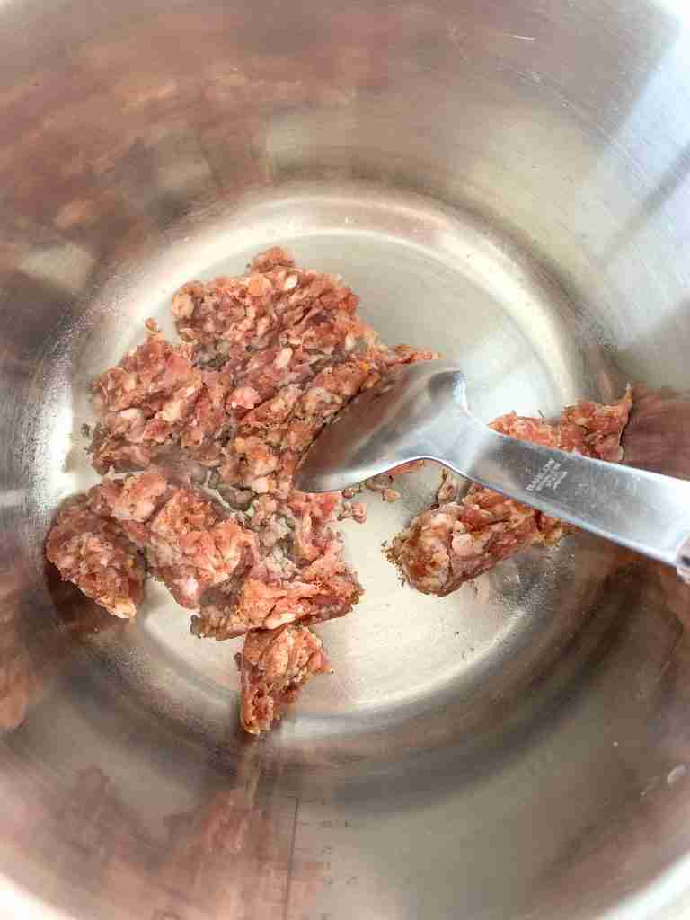 cooking ground sausage for Creamy Parmesan Italian Sausage Soup