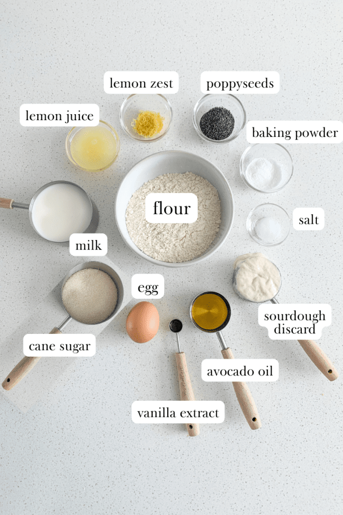 labeled sourdough lemon poppyseed ingredients