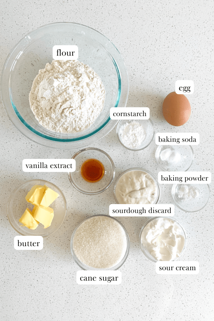 labeled ingredients for sourdough lofthouse cookies