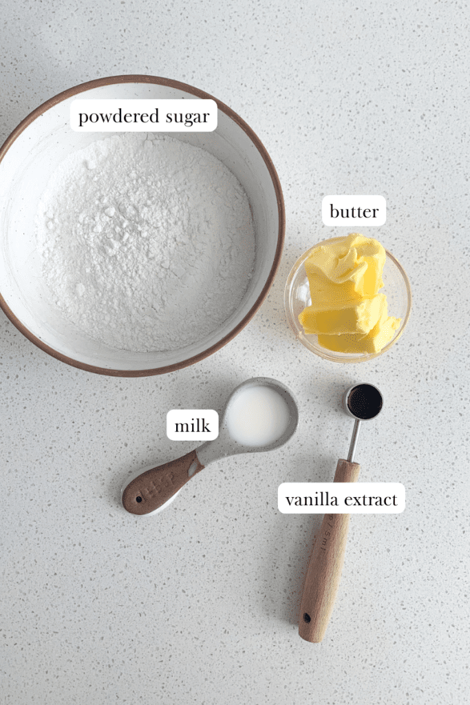 labeled frosting ingredients for sourdough lofthouse cookies