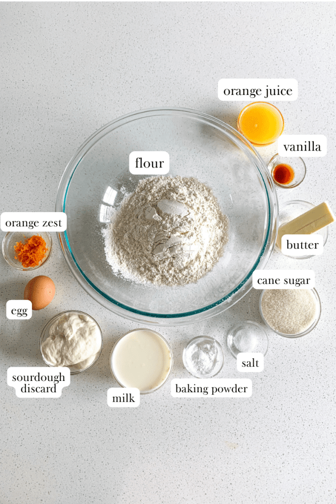 sourdough orange scones with orange glaze ingredients