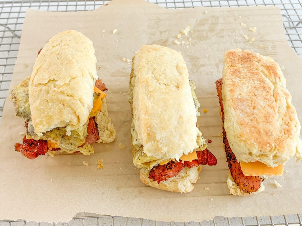 freshly made sourdough breakfast sandwiches