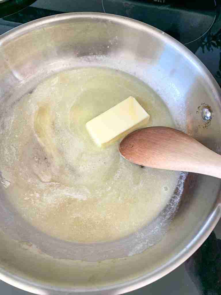 melting butter for better than olive garden alfredo sauce