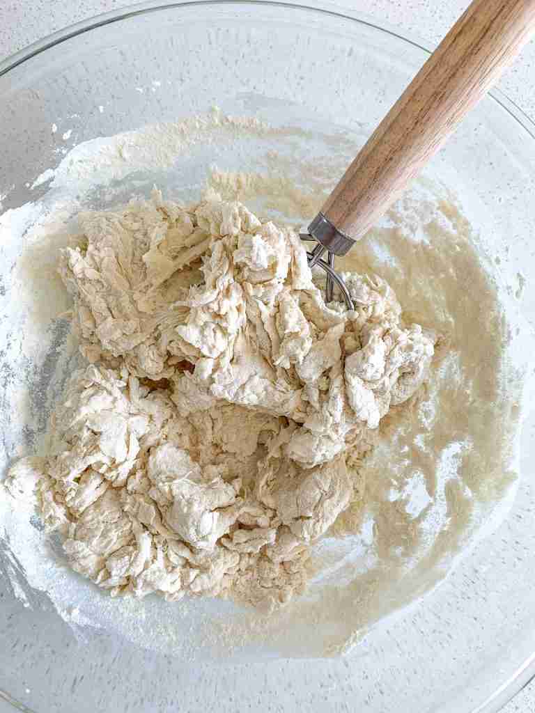 sourdough soft pretzel dough mixed up