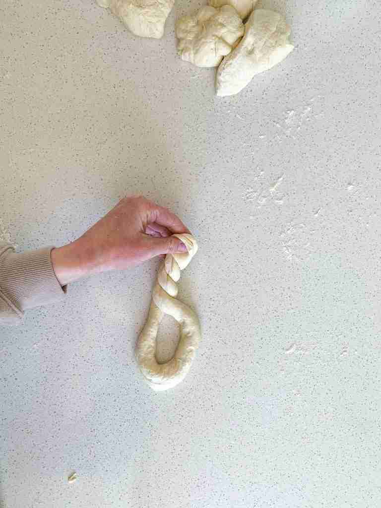 shaping sourdough soft pretzel