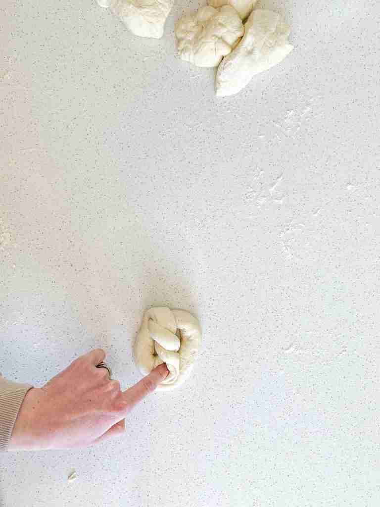 shaping sourdough soft pretzel