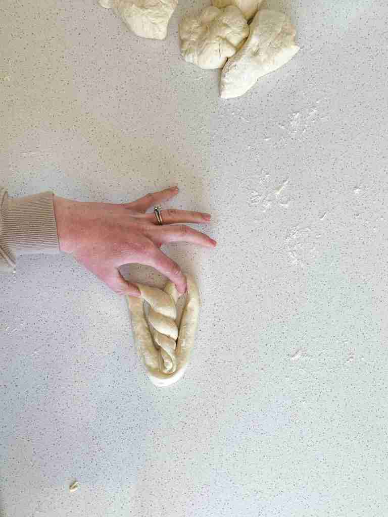 shaping sourdough soft pretzel