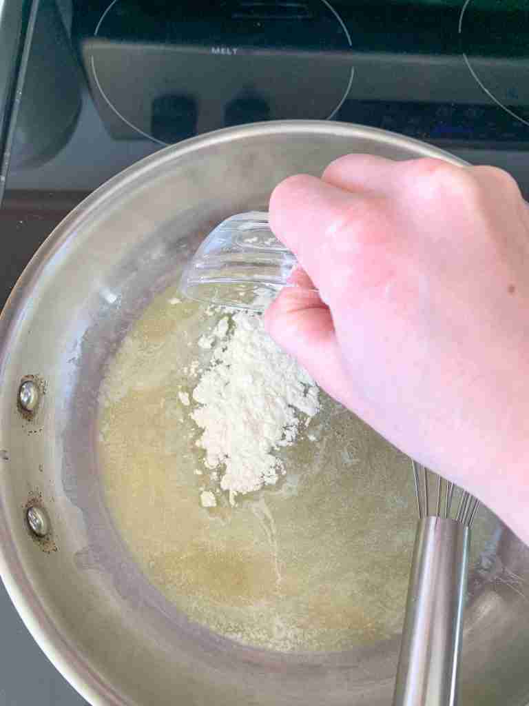 making the roux for jalapeno cheese dip
