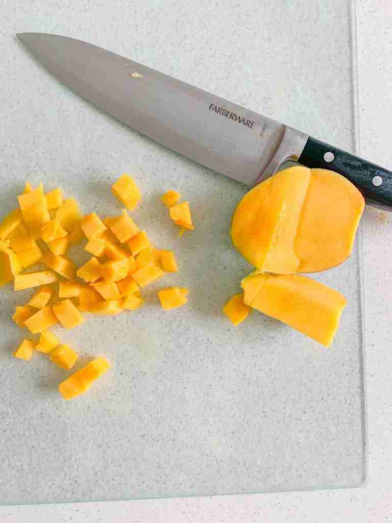 mango cut up for spring fruit salad