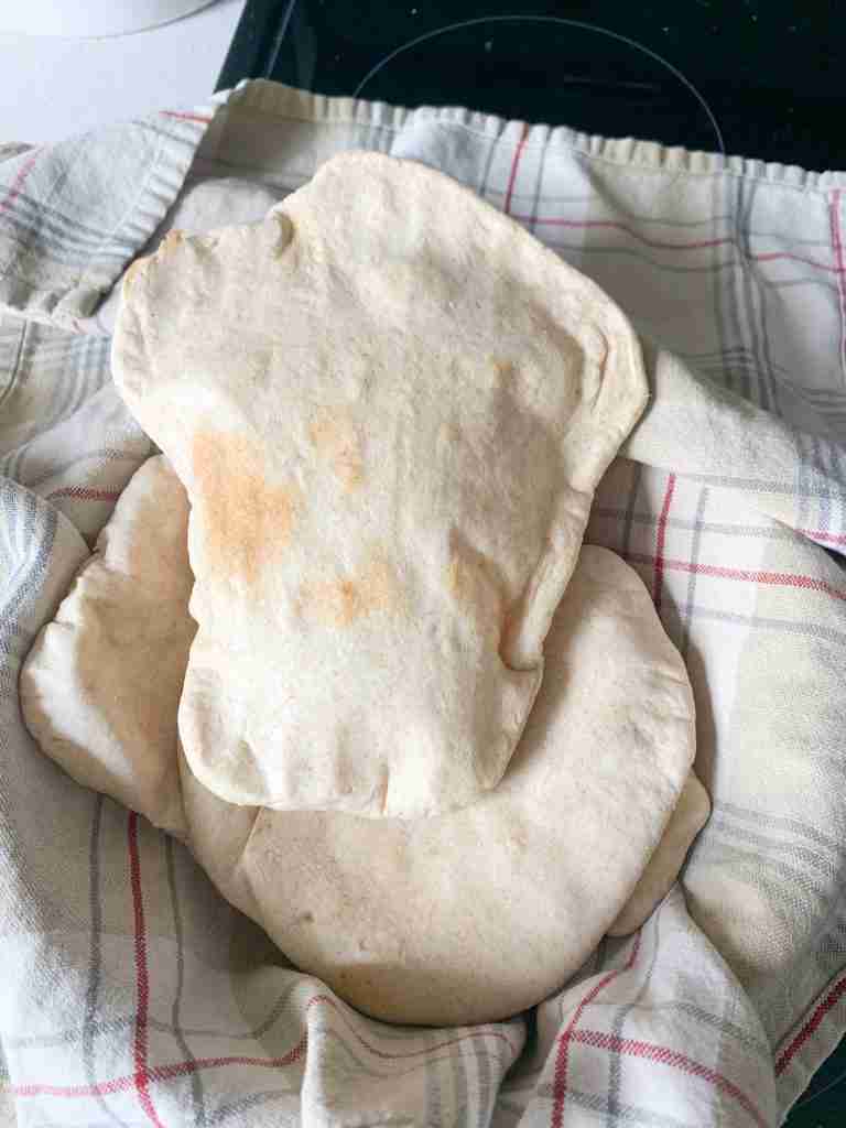 freshly baked sourdough pita bread