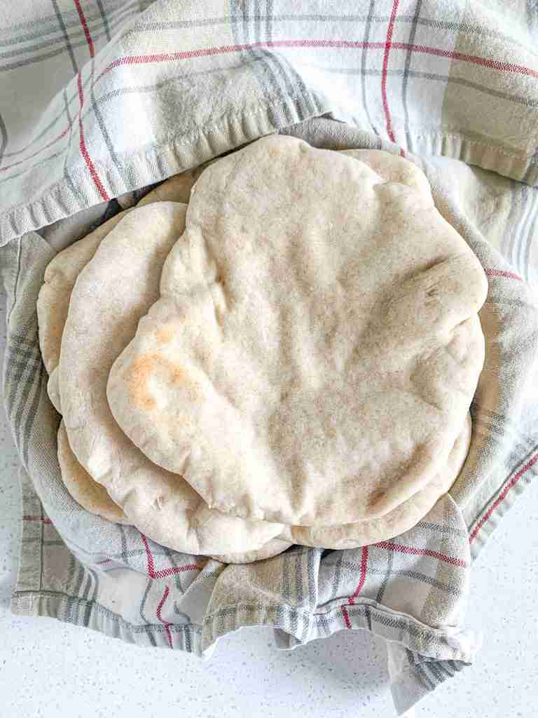 freshly baked sourdough pita bread
