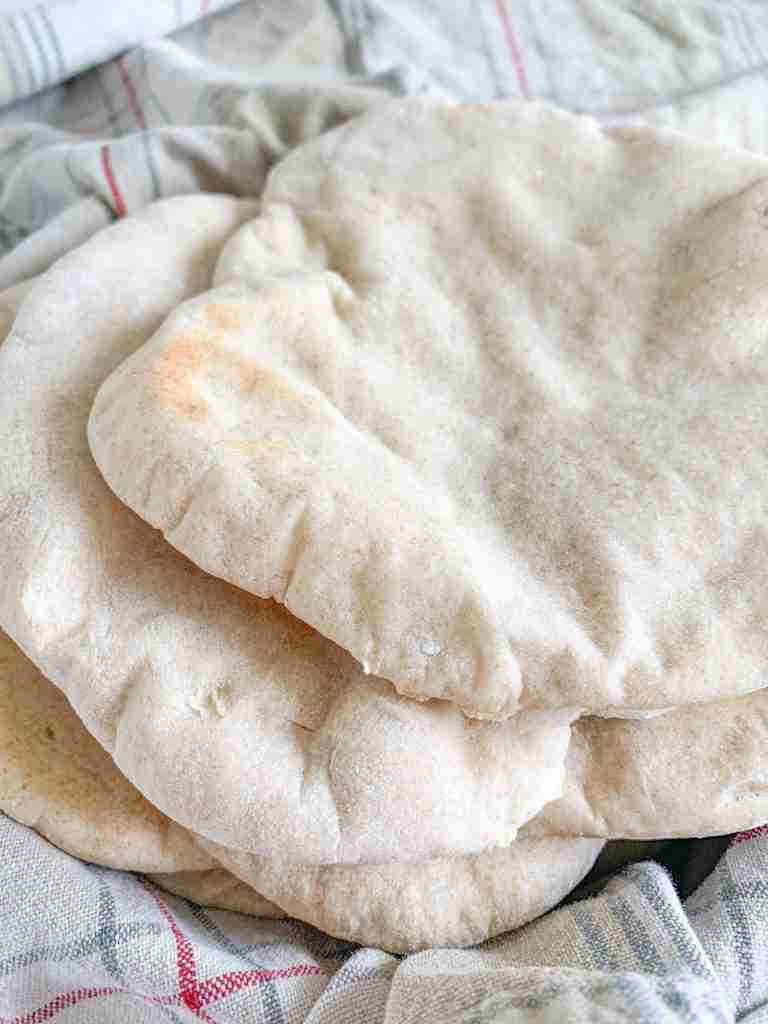 freshly baked sourdough pita bread