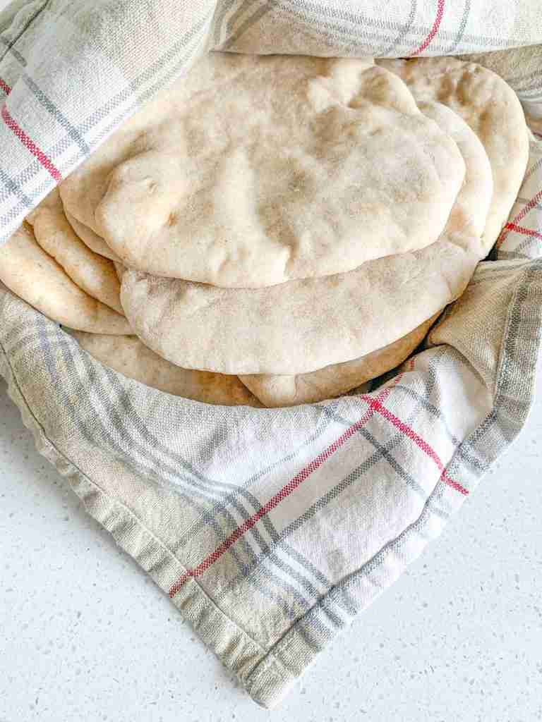 freshly baked sourdough pita bread