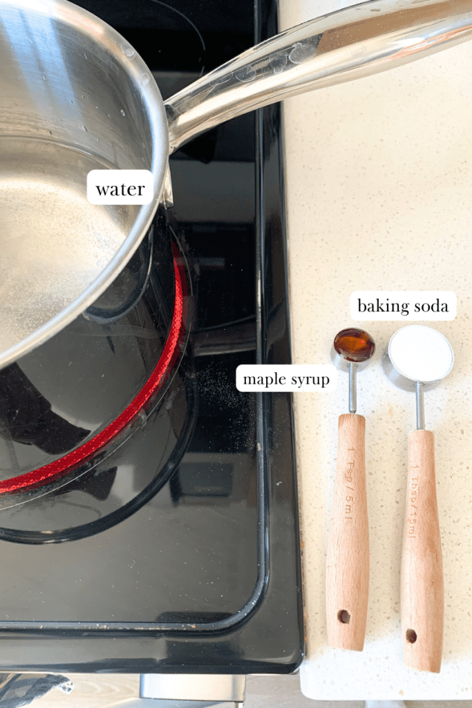 soft sourdough pretzels labeled ingredients for water bath