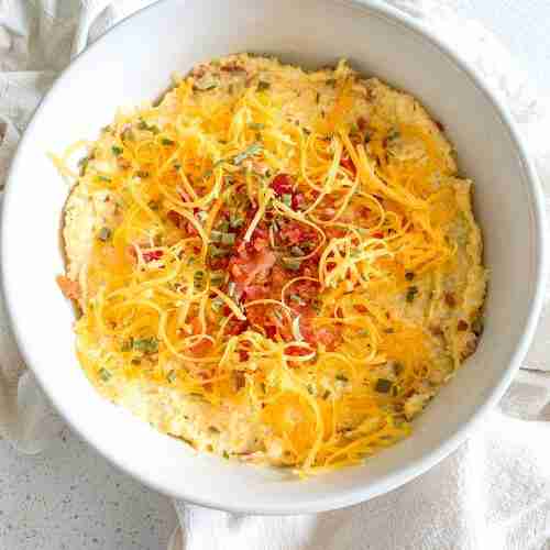 freshly made bowl of bacon cheese grits