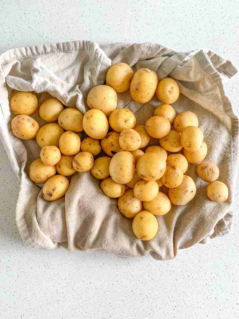 baby potatoes rinsed and washed for lemon potatoes recipe