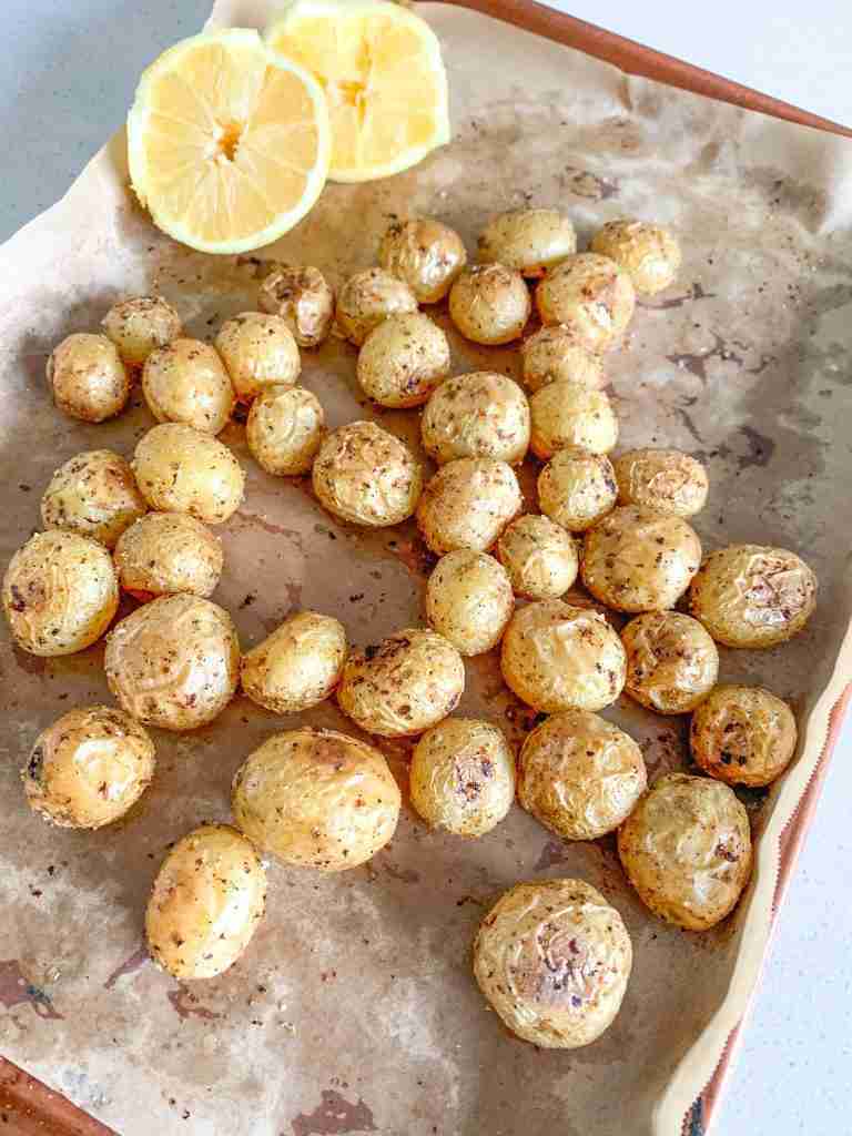freshly roasted lemon potatoes