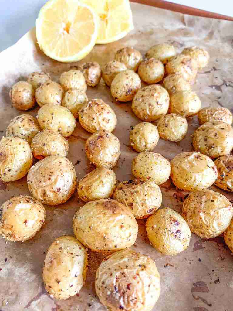 freshly roasted lemon potatoes