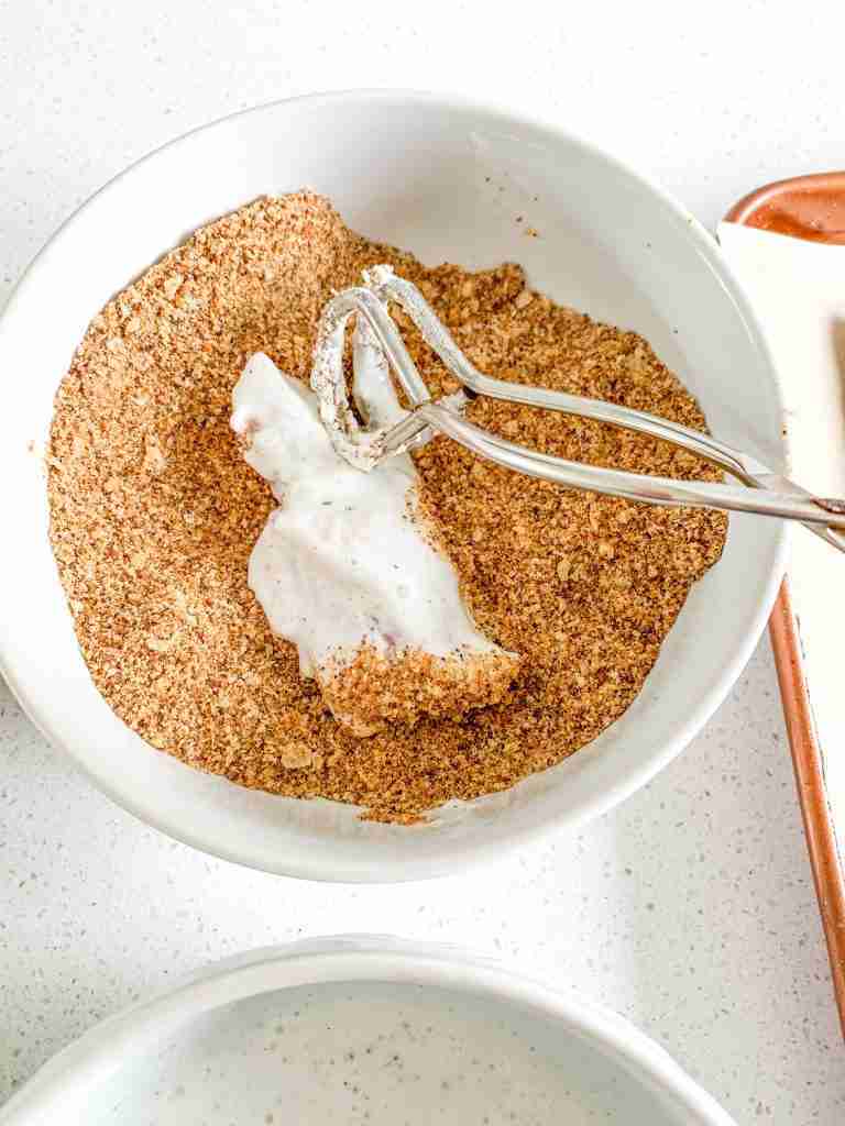 coating chicken in breadcrumbs for Buttermilk Fried Chicken Tenders
