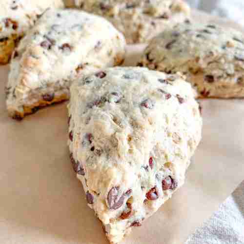 freshly baked derby pie scones (sourdough chocolate walnut scones)