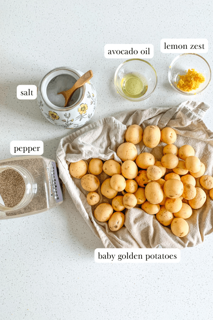 Lemon Potatoes Recipe labeled ingredients