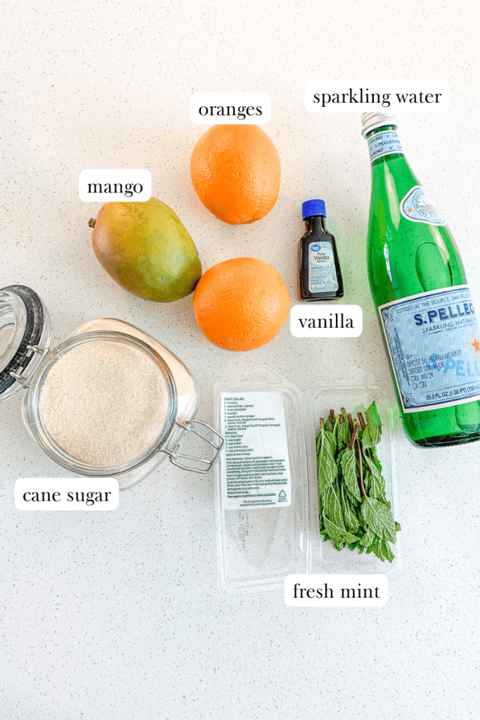 mint julep punch labeled ingredients