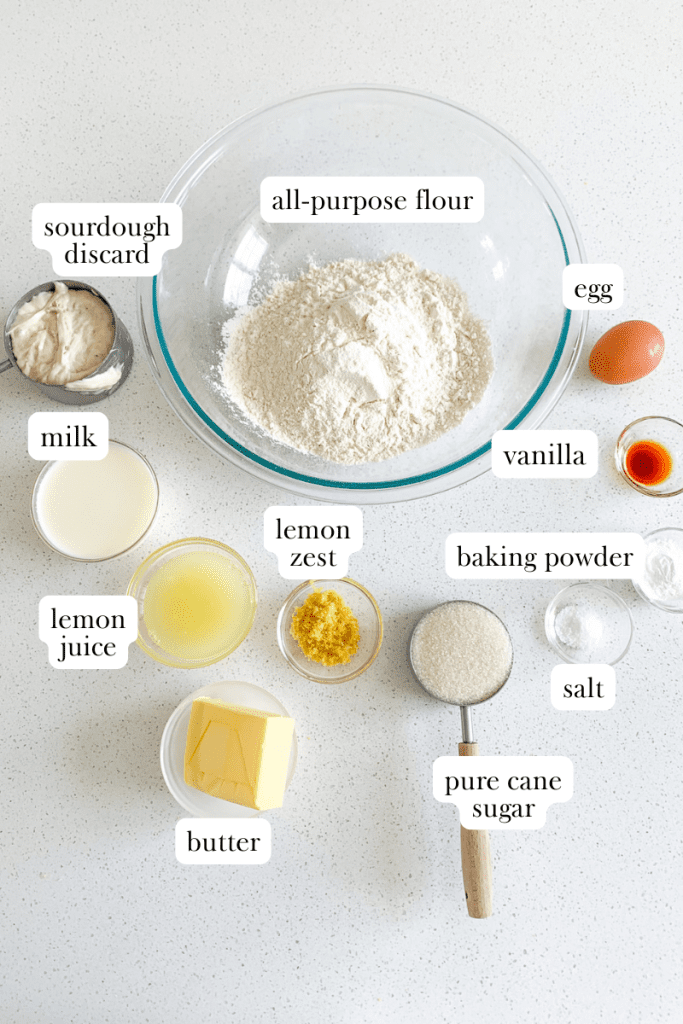 sourdough lemon scones labeled ingredients