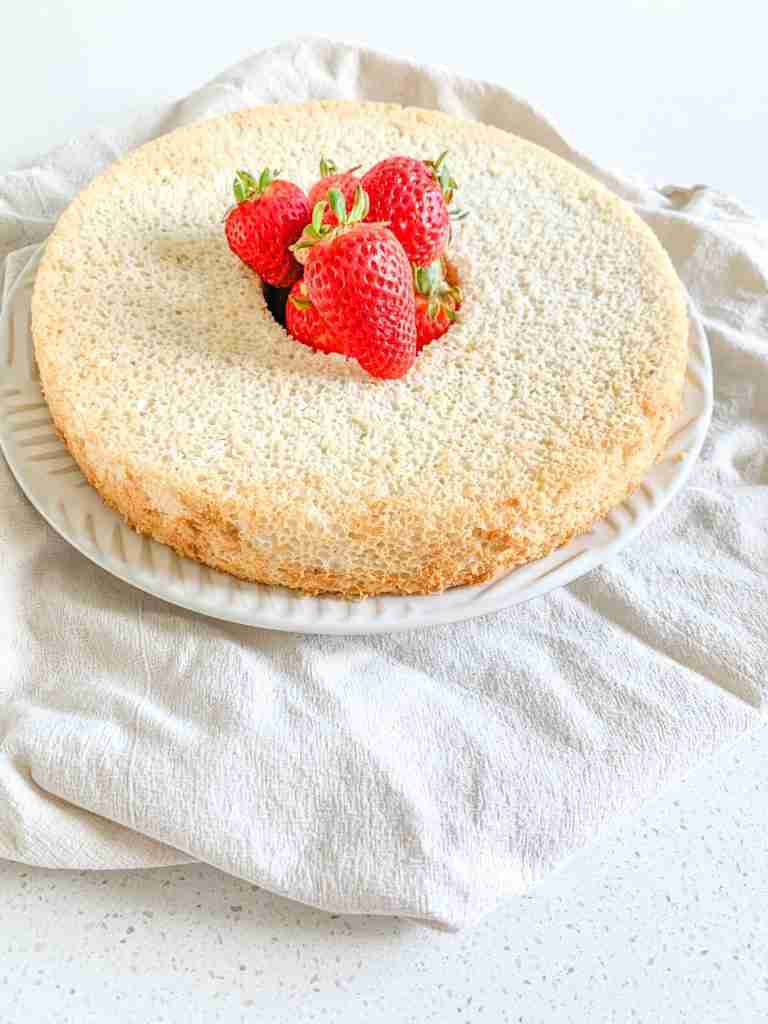 freshly baked sourdough angel food cake