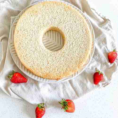 freshly baked sourdough angel food cake