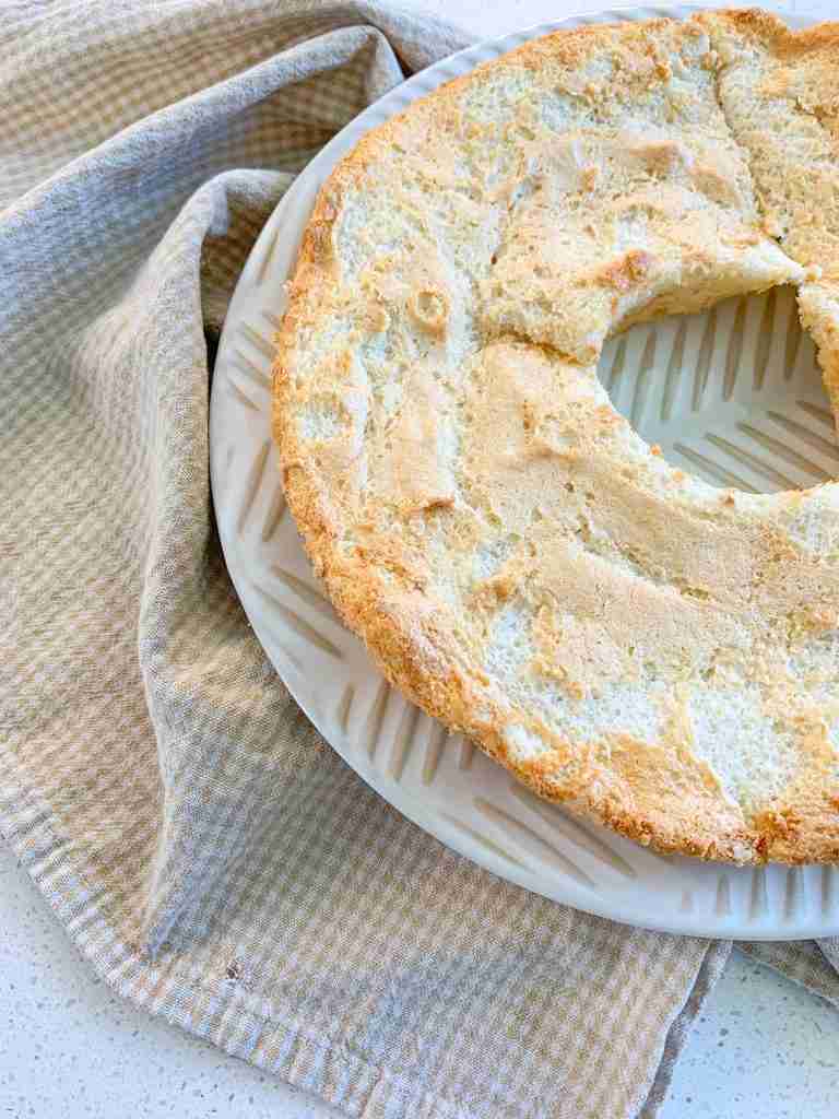 freshly baked sourdough angel food cake