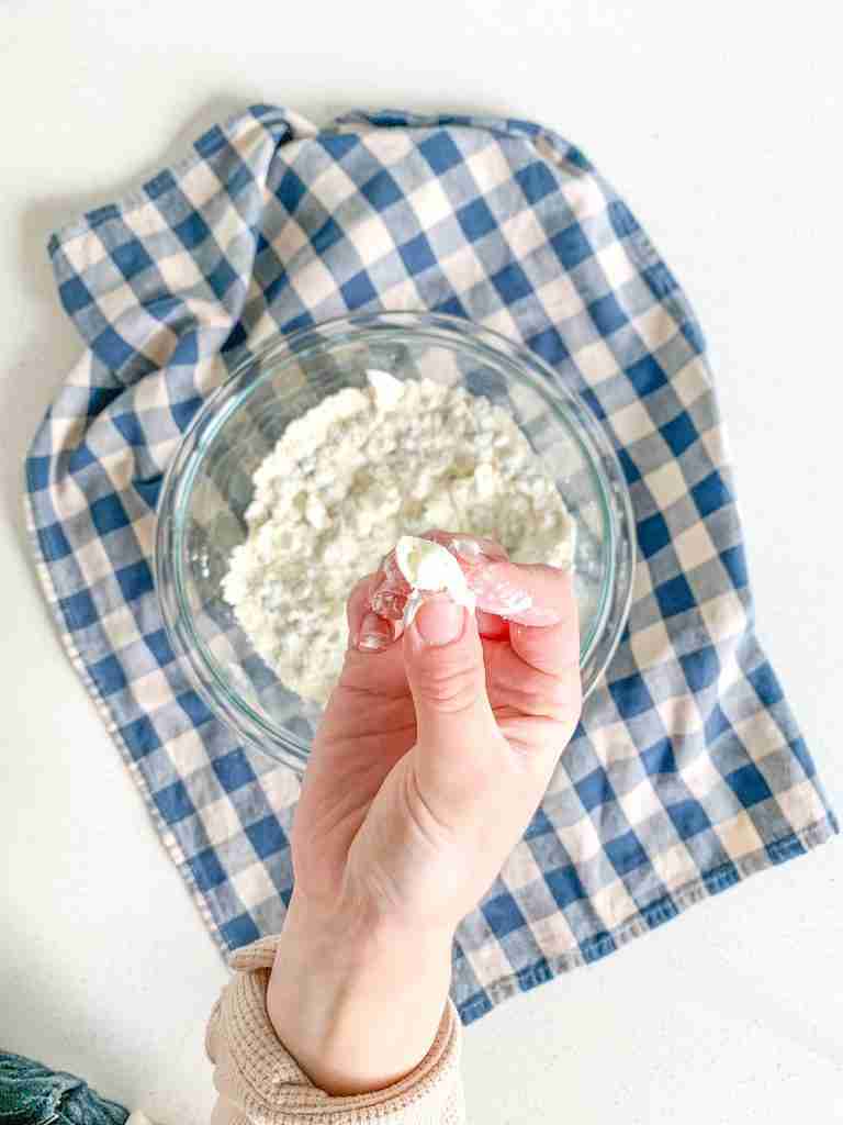 tearing cream cheese for  muffins batter