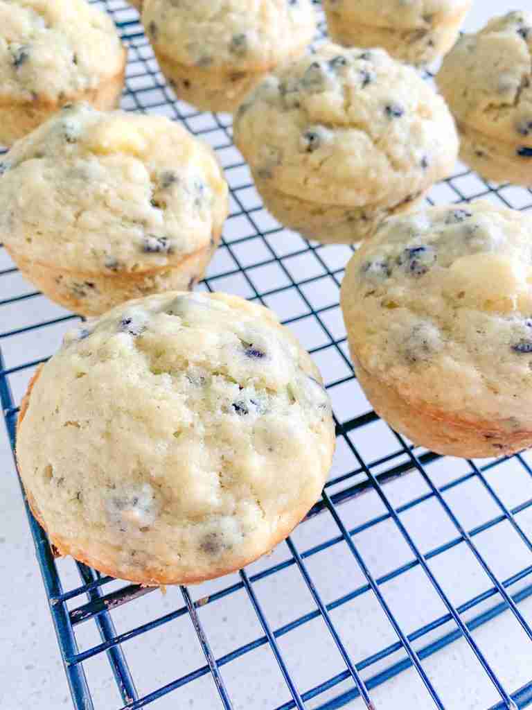 freshly baked sourdough blueberry cheesecake muffins