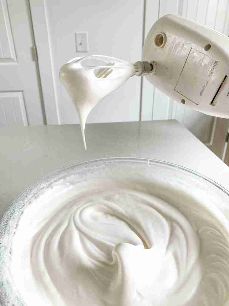 egg whites whipped to soft peaks for sourdough angel food cake