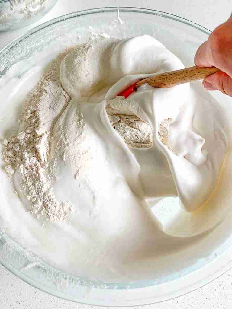 folding in dry ingredients for sourdough angel food cake