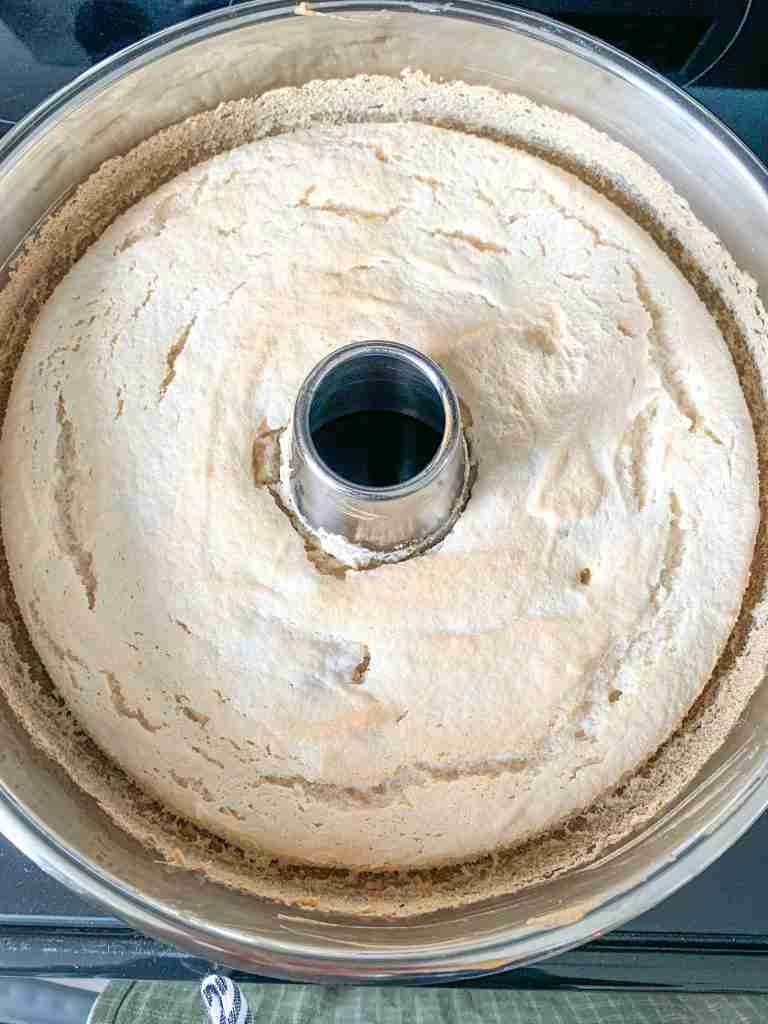 freshly baked sourdough angel food cake