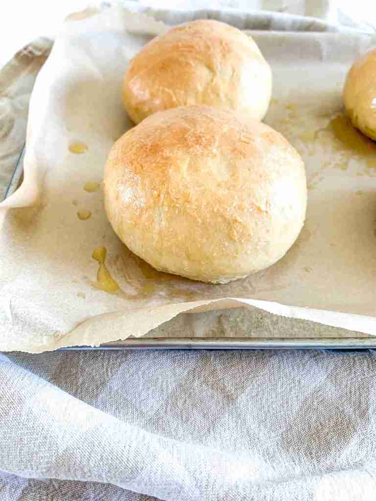 freshly baked sourdough brioche buns