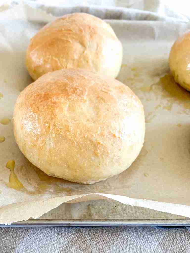 freshly baked sourdough brioche buns